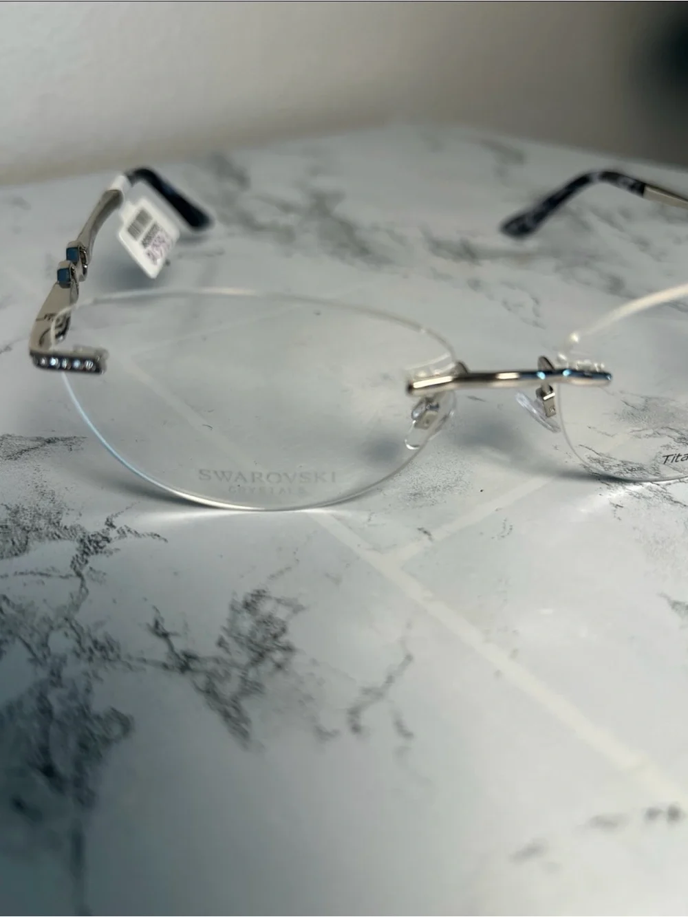Swarovski Rimless Silver Crystal Accent Eyeglasses